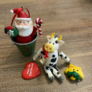 💥Add on item💥 TWO Christmas Ornaments (1 AGC Mooey Cow, 1 Santa in Bucket)